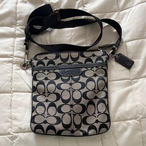 Coach Signature Black and Cream Shoulder Bag